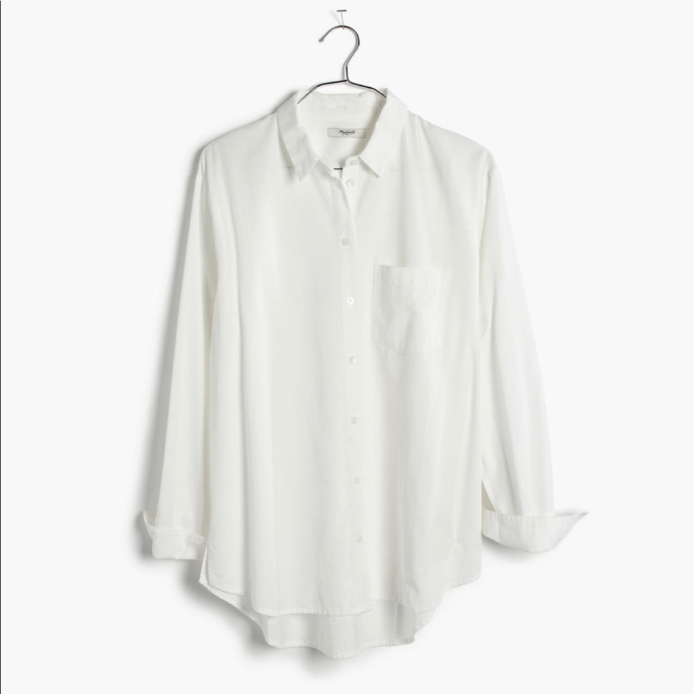 Madewell Drapey Oversized Boyshirt in Pure White